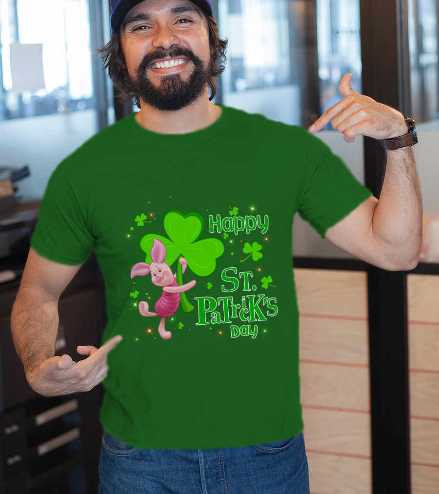 Happy St. Patrick's Day Piglet Shamrock T-Shirt