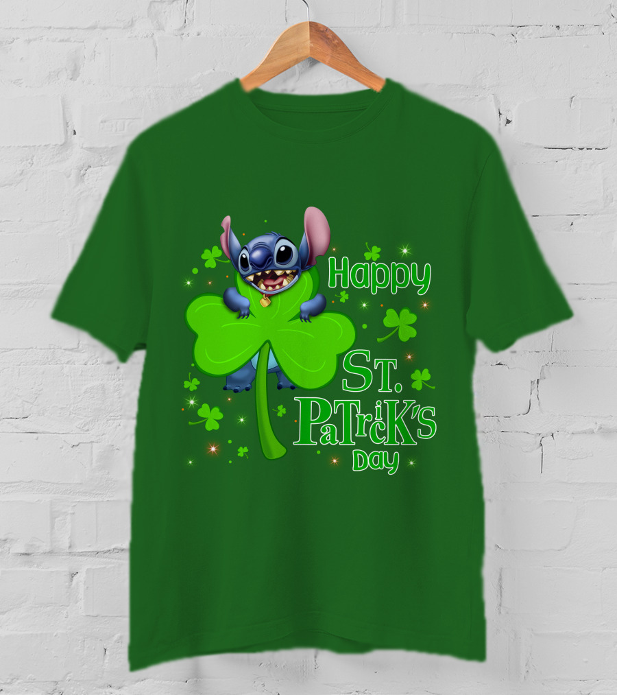 Happy St. Patrick's Day Stitch Shamrock T-Shirt