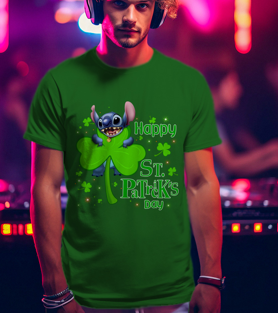 Happy St. Patrick's Day Stitch Shamrock T-Shirt