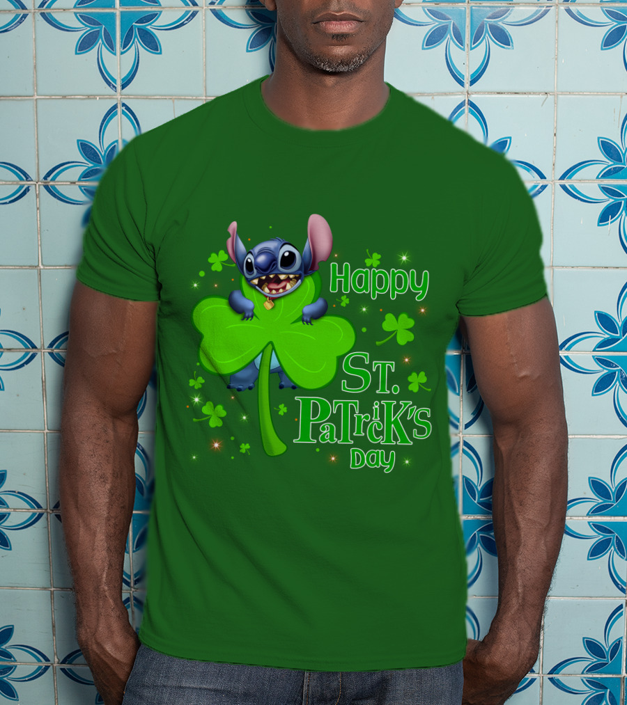 Happy St. Patrick's Day Stitch Shamrock T-Shirt