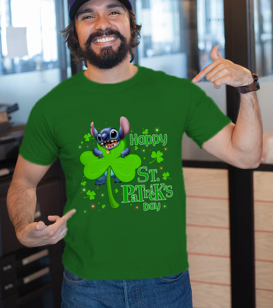 Happy St. Patrick's Day Stitch Shamrock T-Shirt