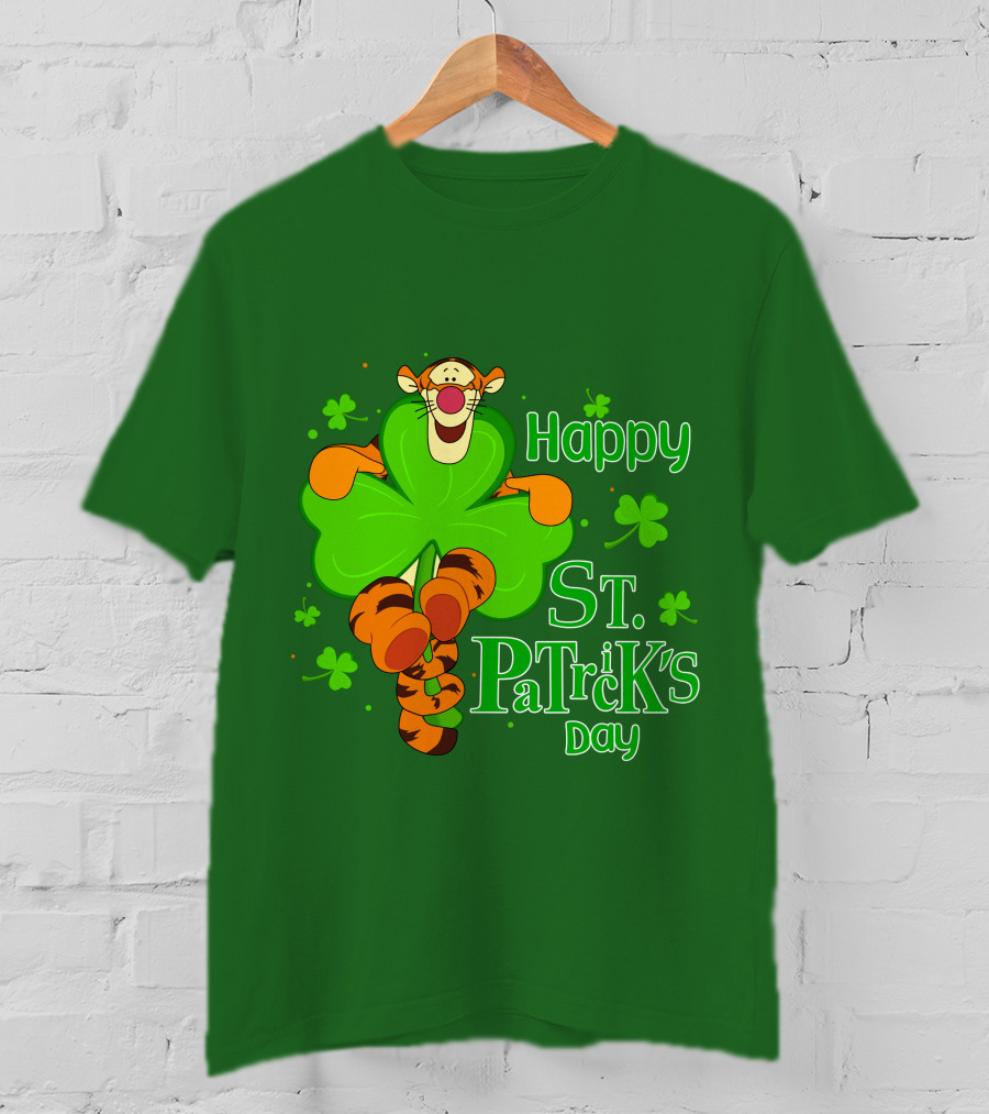 Tigger Happy St. Patrick's Day Shamrock T-Shirt