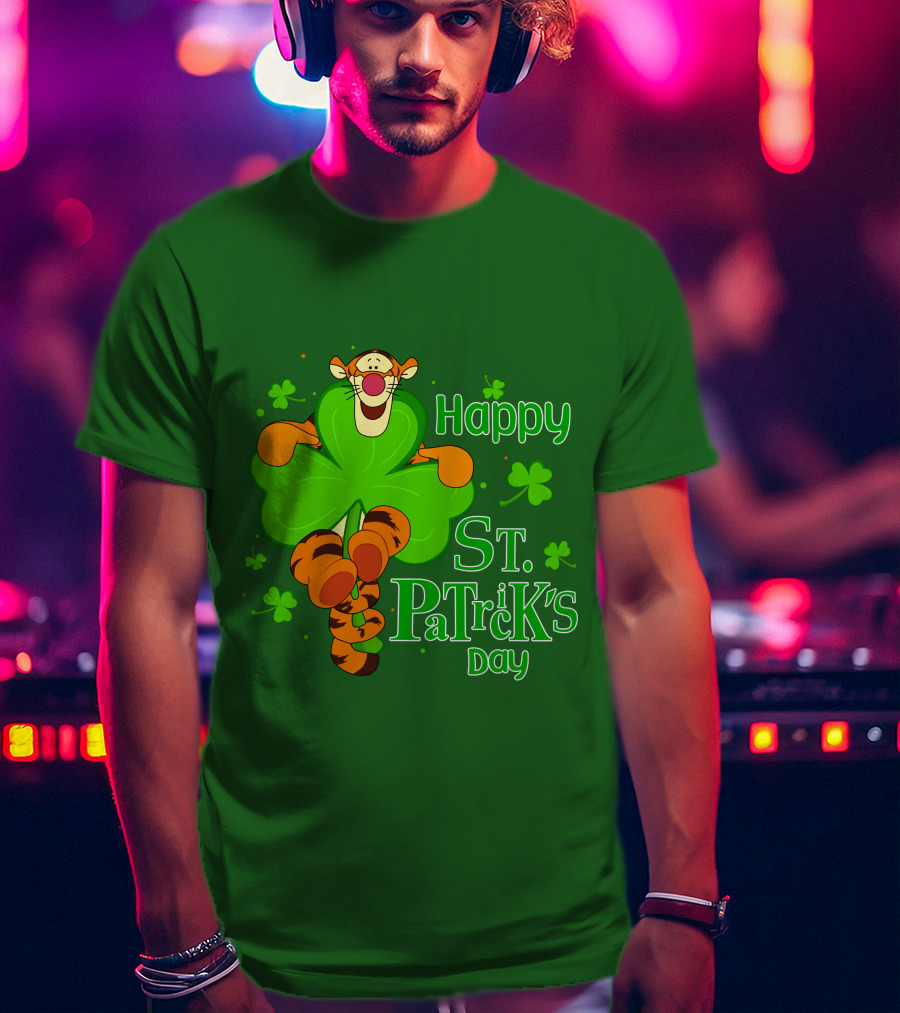 Tigger Happy St. Patrick's Day Shamrock T-Shirt