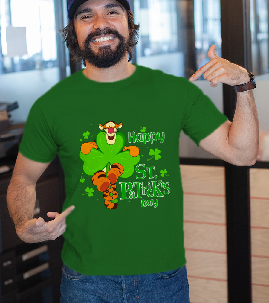 Tigger Happy St. Patrick's Day Shamrock T-Shirt