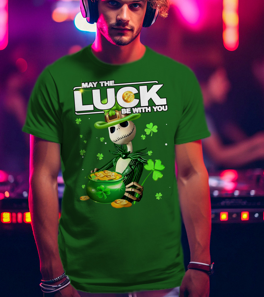 MAY THE LUCK BE WITH YOU St. Patrick's Day Jack Skellington Coin Pot T-Shirt