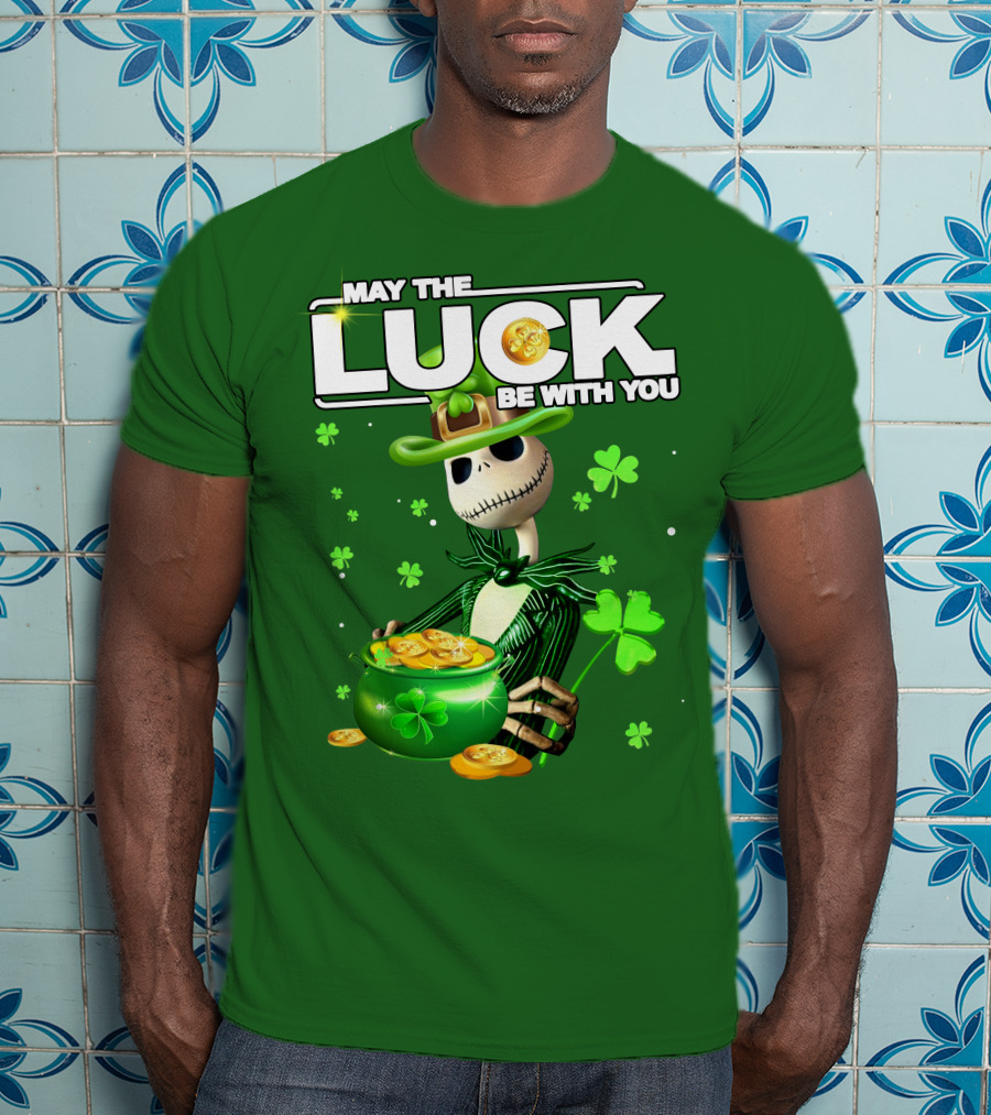 MAY THE LUCK BE WITH YOU St. Patrick's Day Jack Skellington Coin Pot T-Shirt