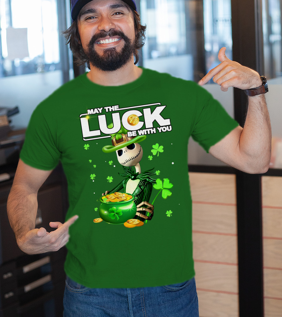 MAY THE LUCK BE WITH YOU St. Patrick's Day Jack Skellington Coin Pot T-Shirt