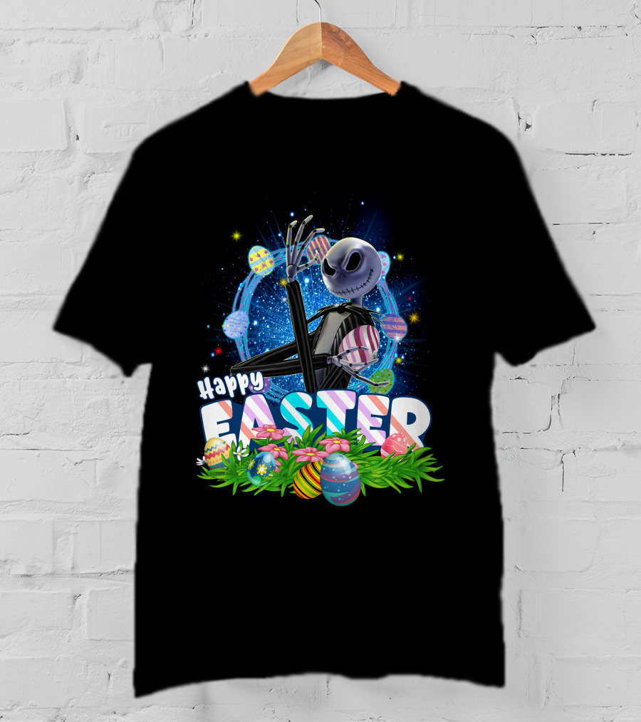 Jack Happy Easter With Eggs And Flowers T-Shirt