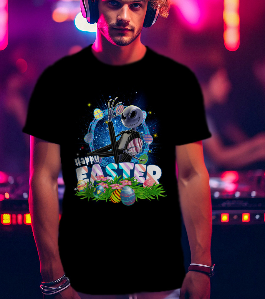 Jack Happy Easter With Eggs And Flowers T-Shirt