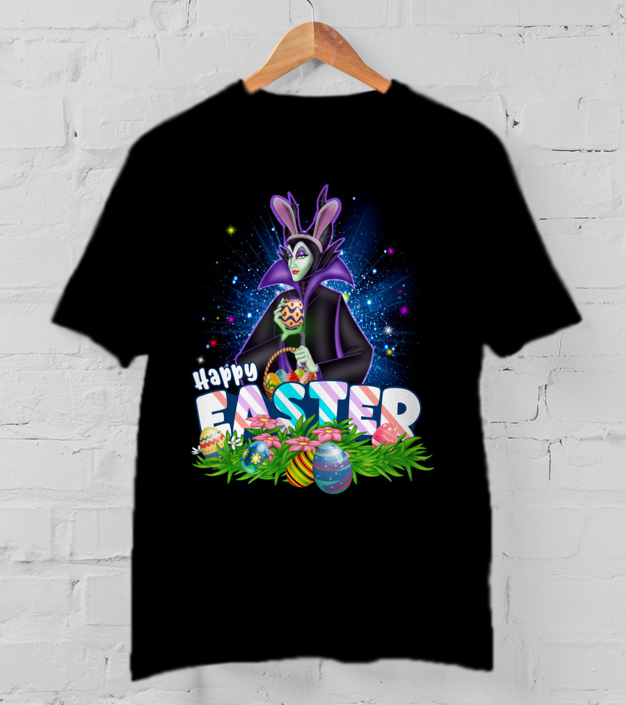 Happy Easter Maleficent With Easter Eggs And Stars T-Shirt