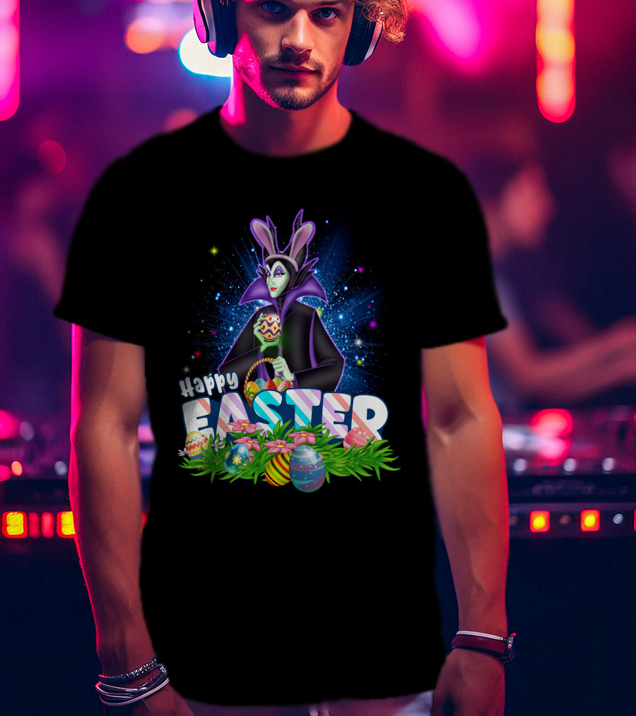 Happy Easter Maleficent With Easter Eggs And Stars T-Shirt