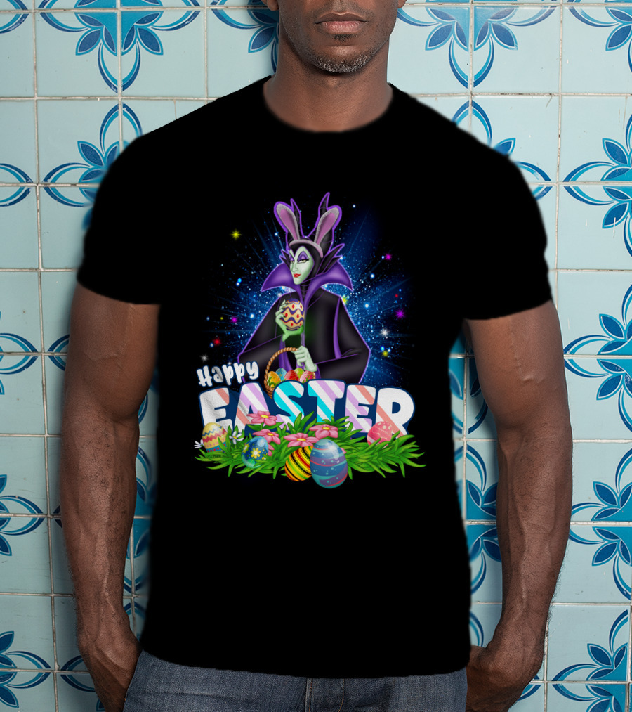 Happy Easter Maleficent With Easter Eggs And Stars T-Shirt