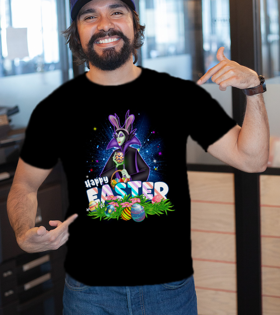 Happy Easter Maleficent With Easter Eggs And Stars T-Shirt