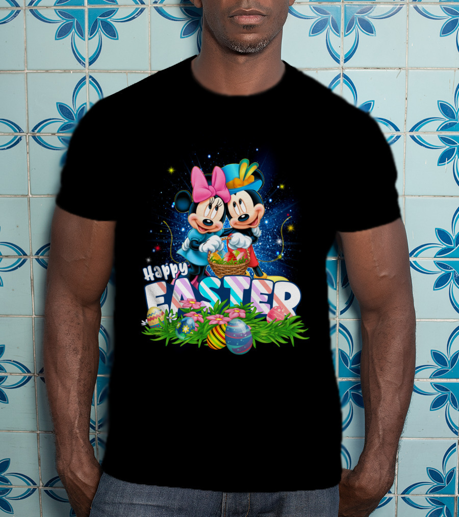 Mk Mn Happy Easter Basket Celebration With Colorful Eggs T-Shirt