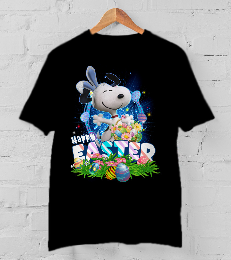Happy Easter Snoopy With Colorful Eggs And Flowers T-Shirt