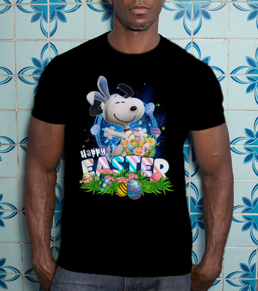 Happy Easter Snoopy With Colorful Eggs And Flowers T-Shirt
