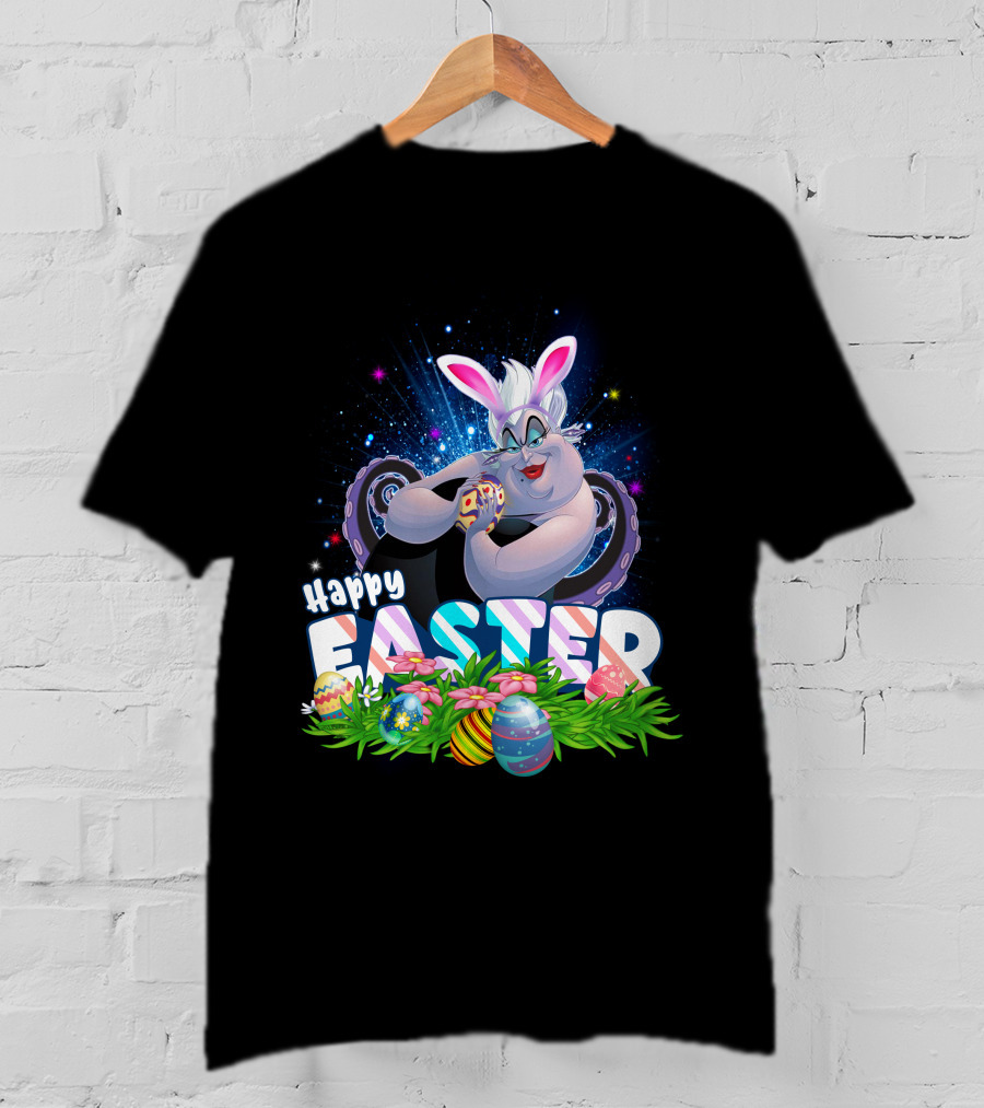 Ursula Happy Easter Bunny Eggs And Flowers T-Shirt