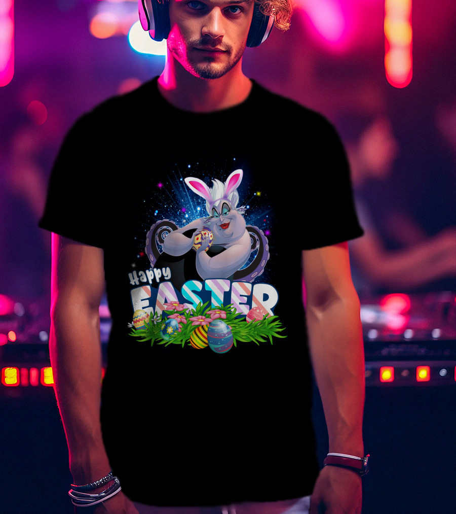 Ursula Happy Easter Bunny Eggs And Flowers T-Shirt