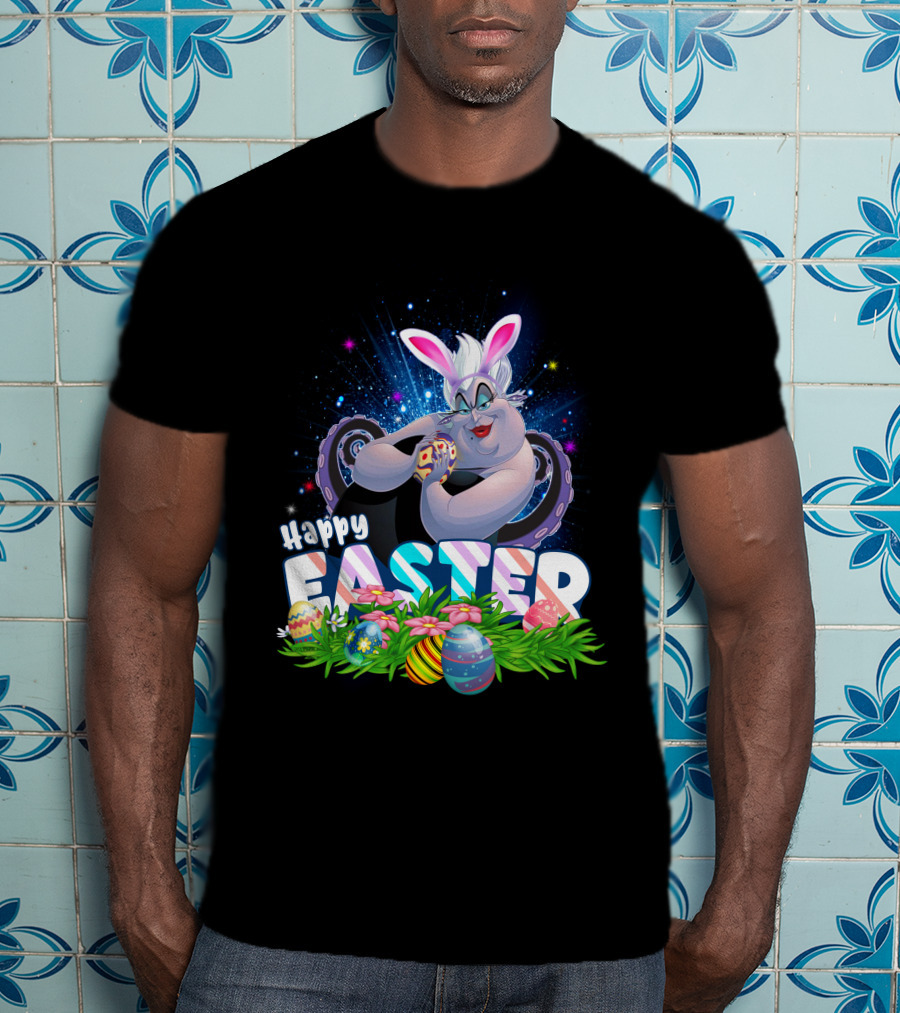 Ursula Happy Easter Bunny Eggs And Flowers T-Shirt