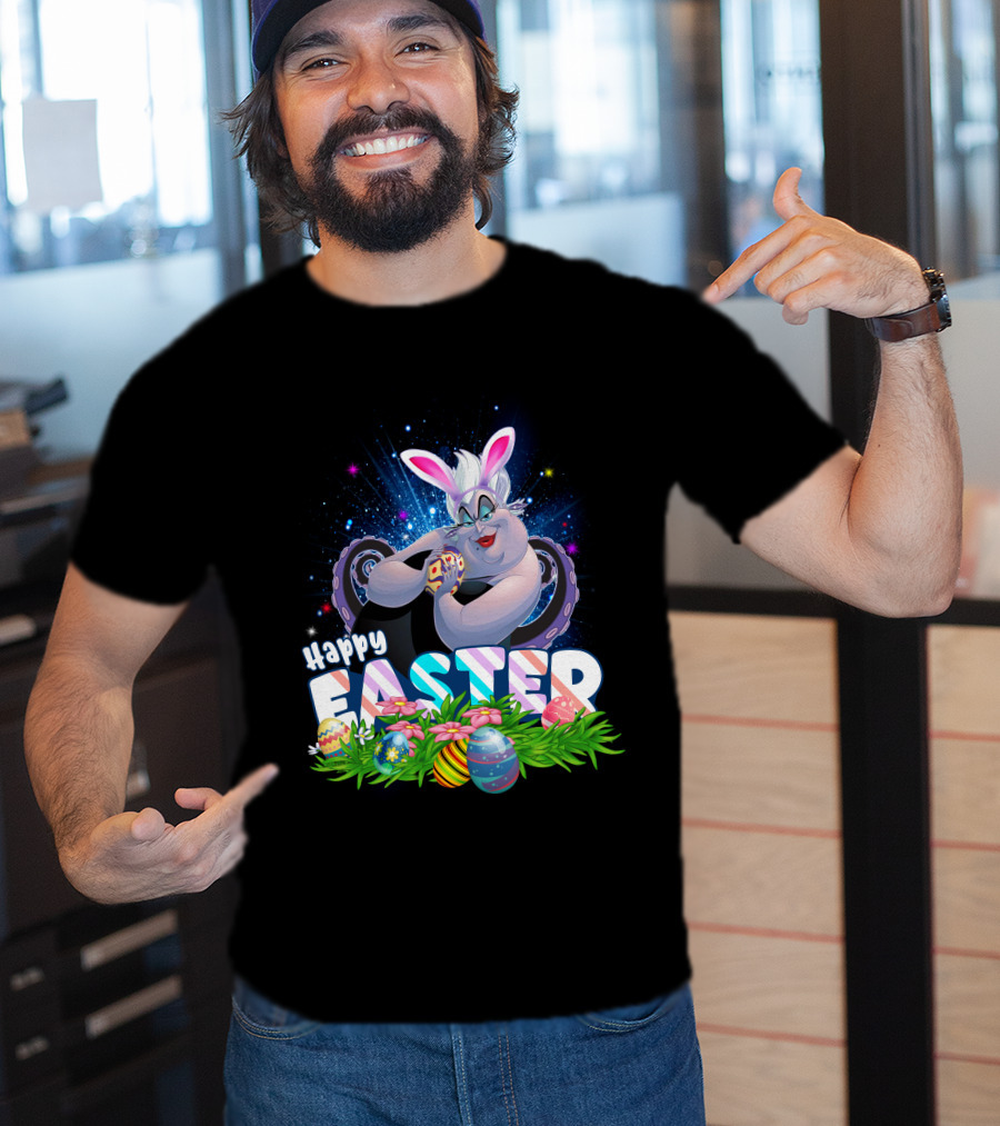 Ursula Happy Easter Bunny Eggs And Flowers T-Shirt