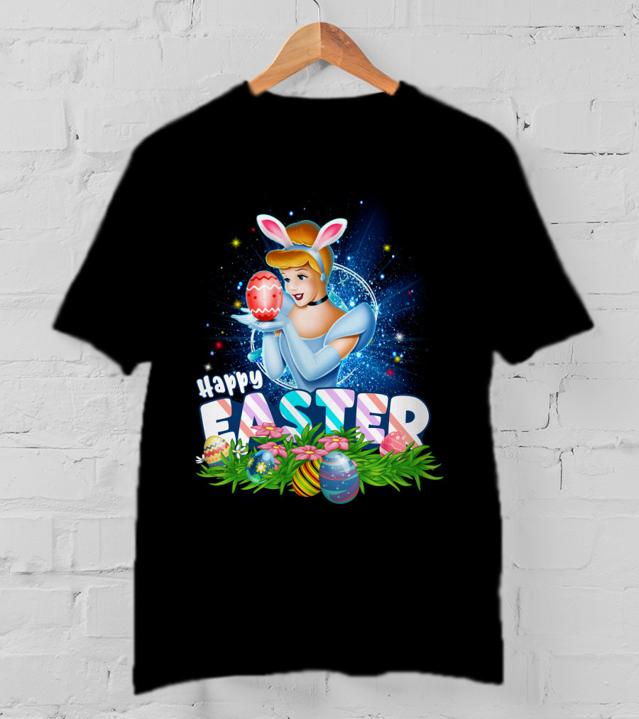 Cinderella Easter Bunny Ears With Colorful Eggs And Flowers T-Shirt