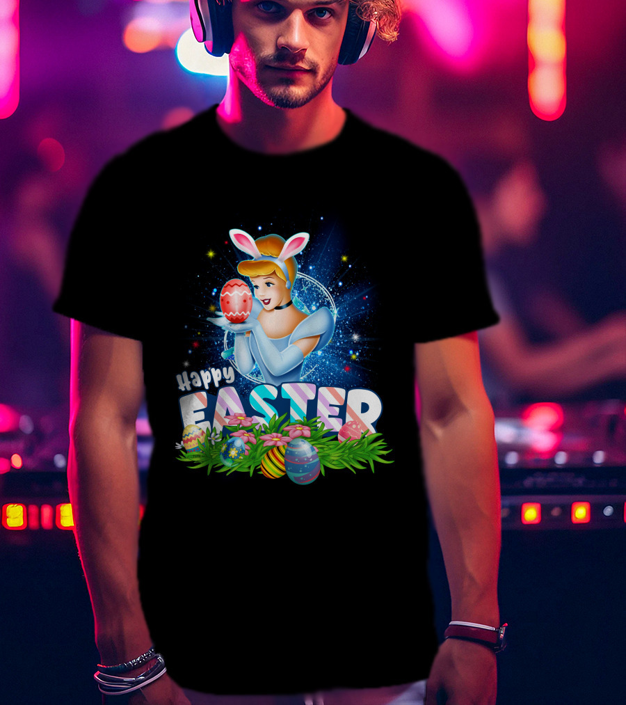 Cinderella Easter Bunny Ears With Colorful Eggs And Flowers T-Shirt