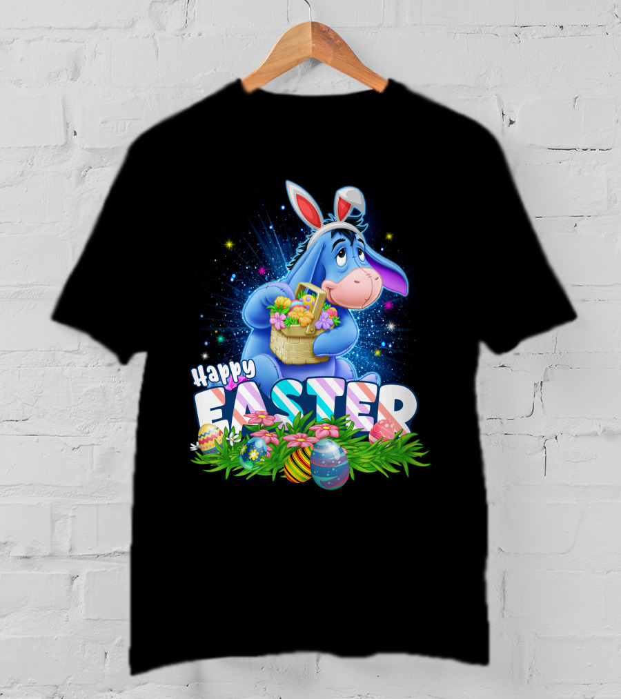 Eeyore Easter Basket With Eggs And Flowers Happy Easter T-Shirt