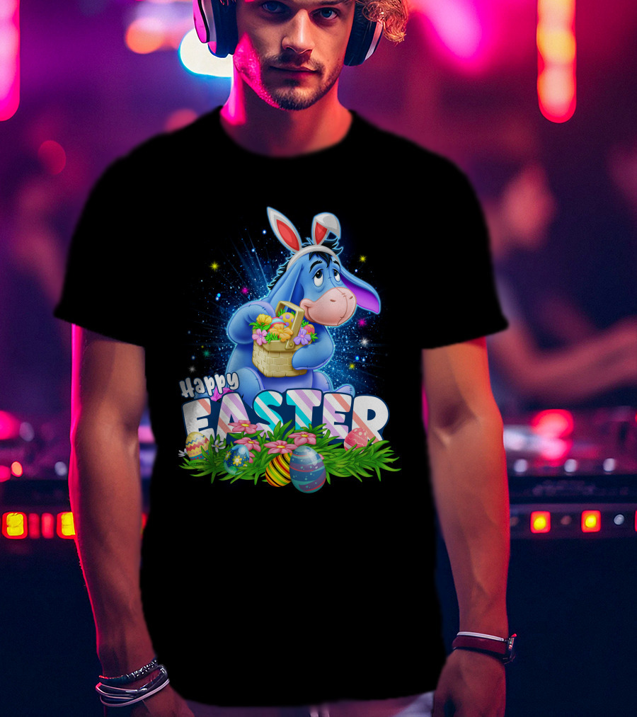 Eeyore Easter Basket With Eggs And Flowers Happy Easter T-Shirt