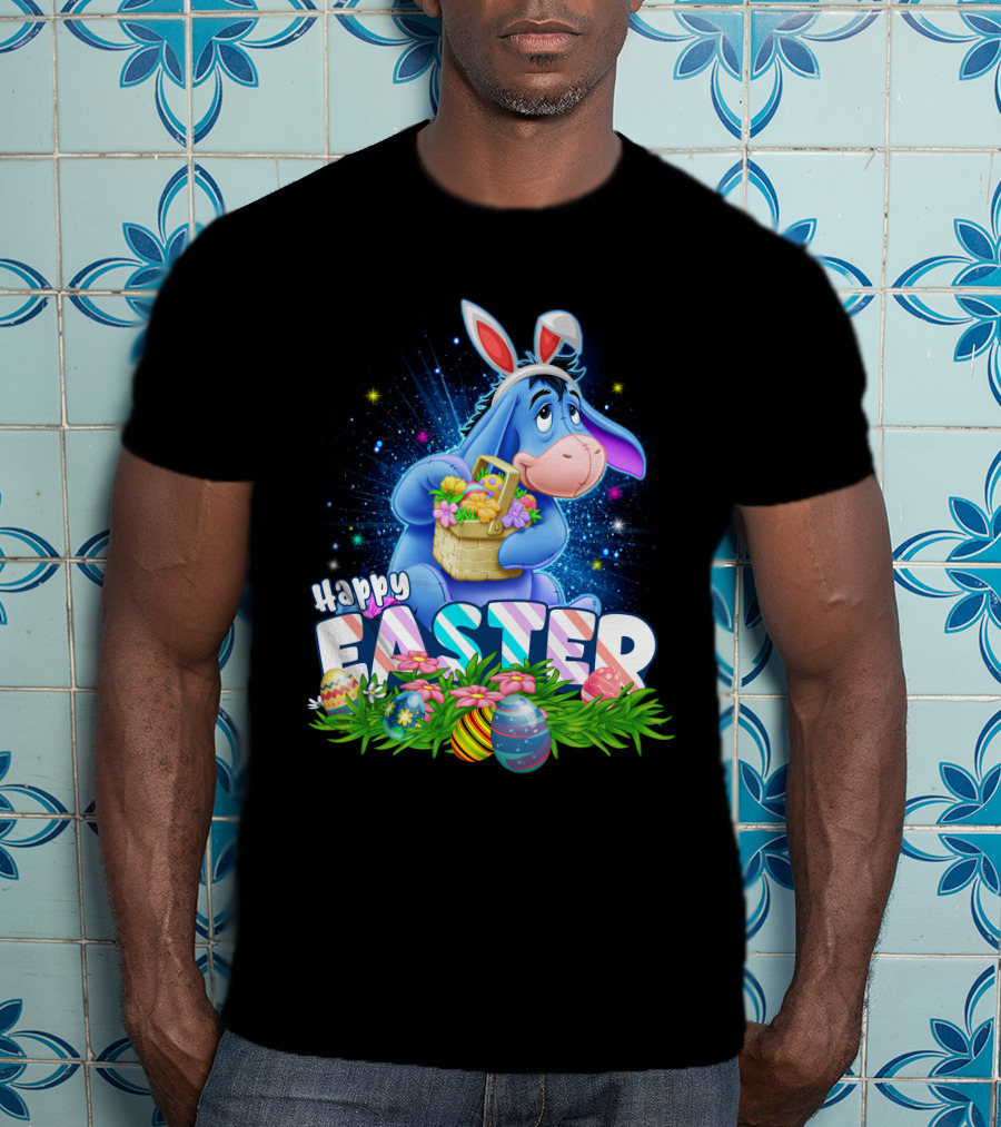 Eeyore Easter Basket With Eggs And Flowers Happy Easter T-Shirt