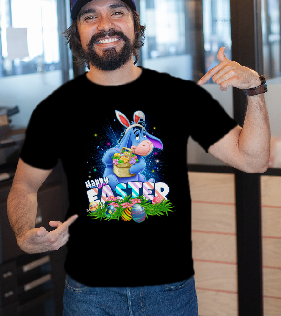 Eeyore Easter Basket With Eggs And Flowers Happy Easter T-Shirt