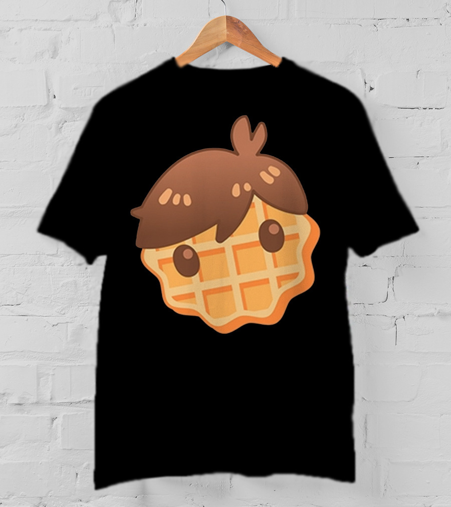 Waffle Head Cute Breakfast Character Face With Hair T-Shirt