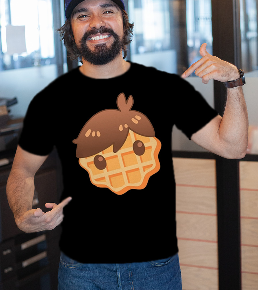 Waffle Head Cute Breakfast Character Face With Hair T-Shirt