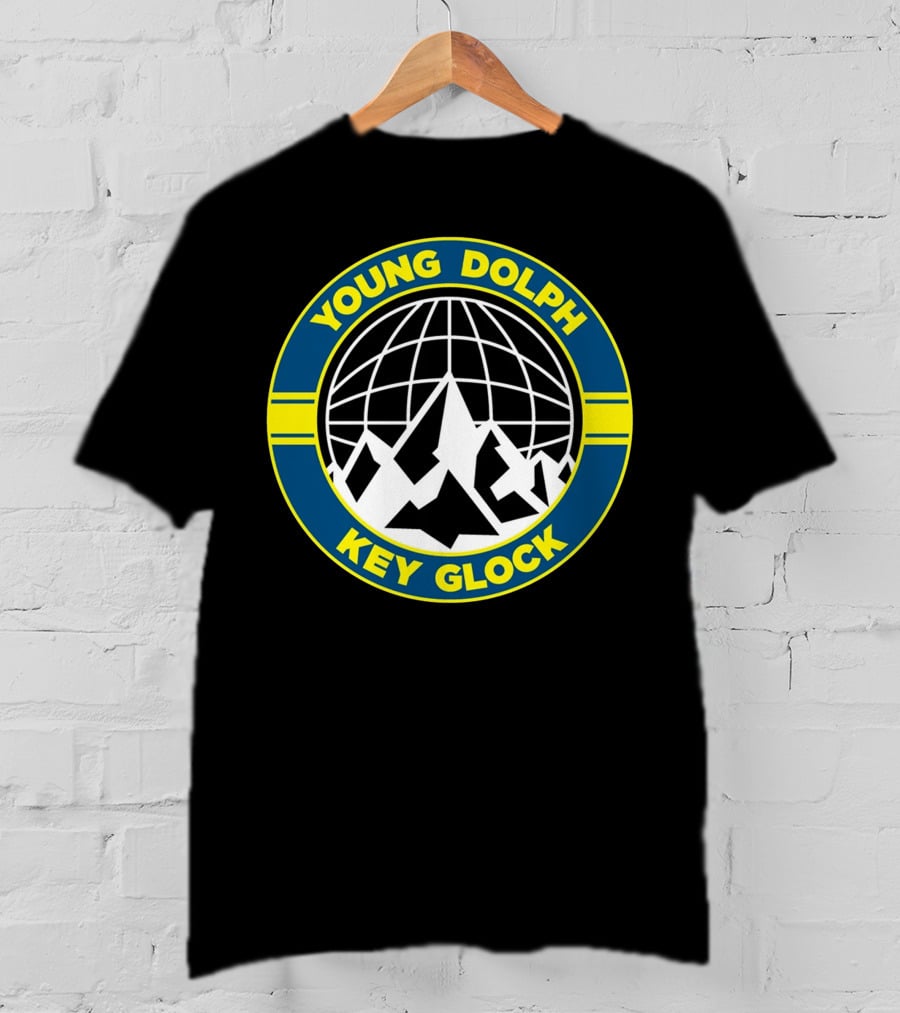 Young Dolph Key Glock Mountain Globe Motif T-Shirt