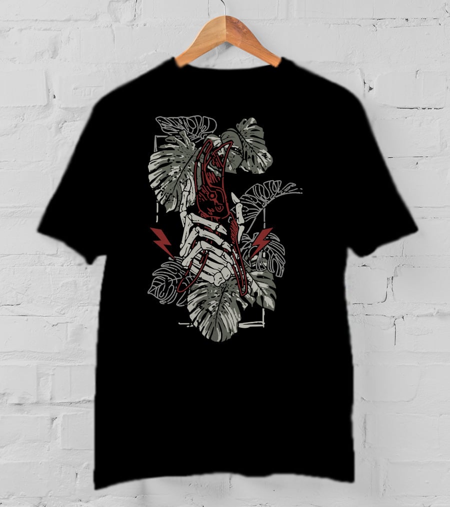 Plant Energy Botanical Skeleton With Lightning Bolts T-Shirt