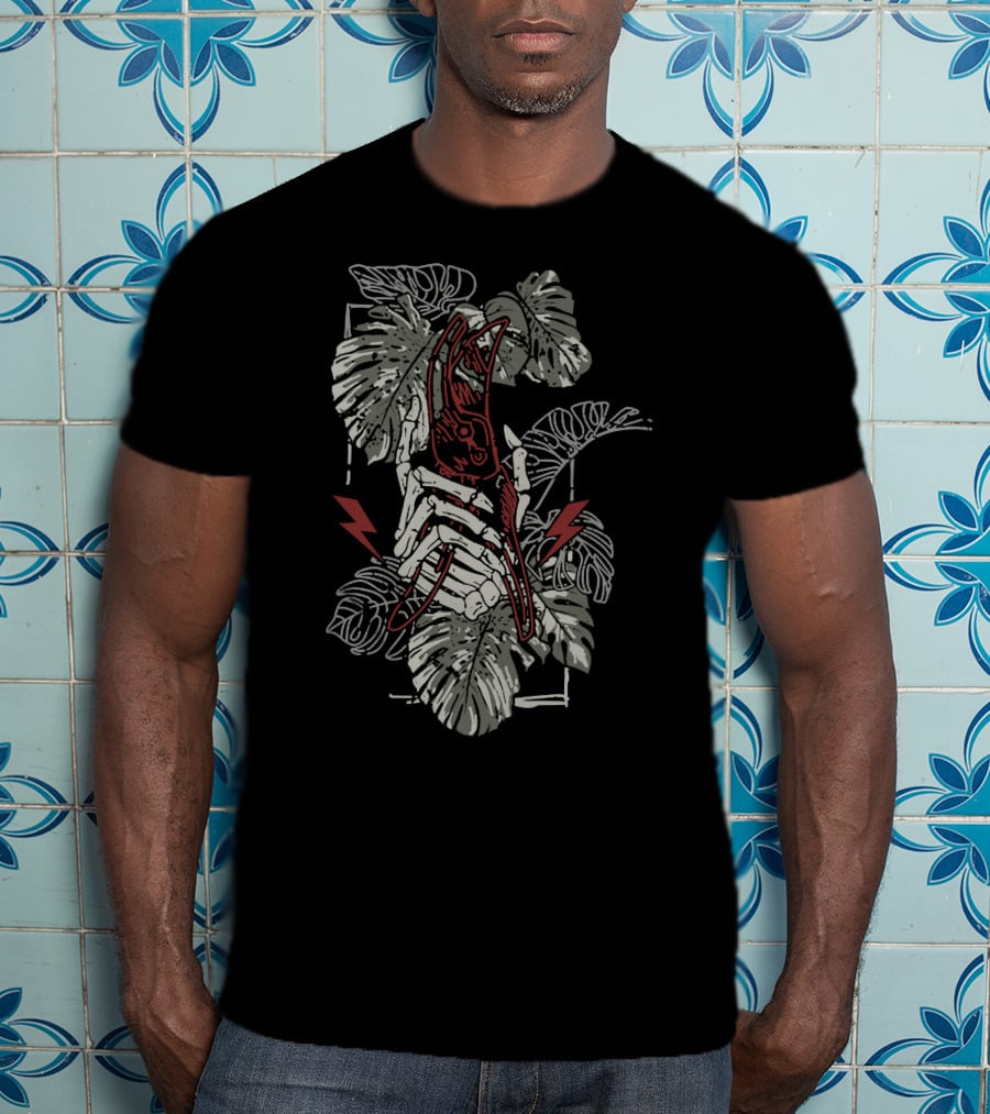 Plant Energy Botanical Skeleton With Lightning Bolts T-Shirt
