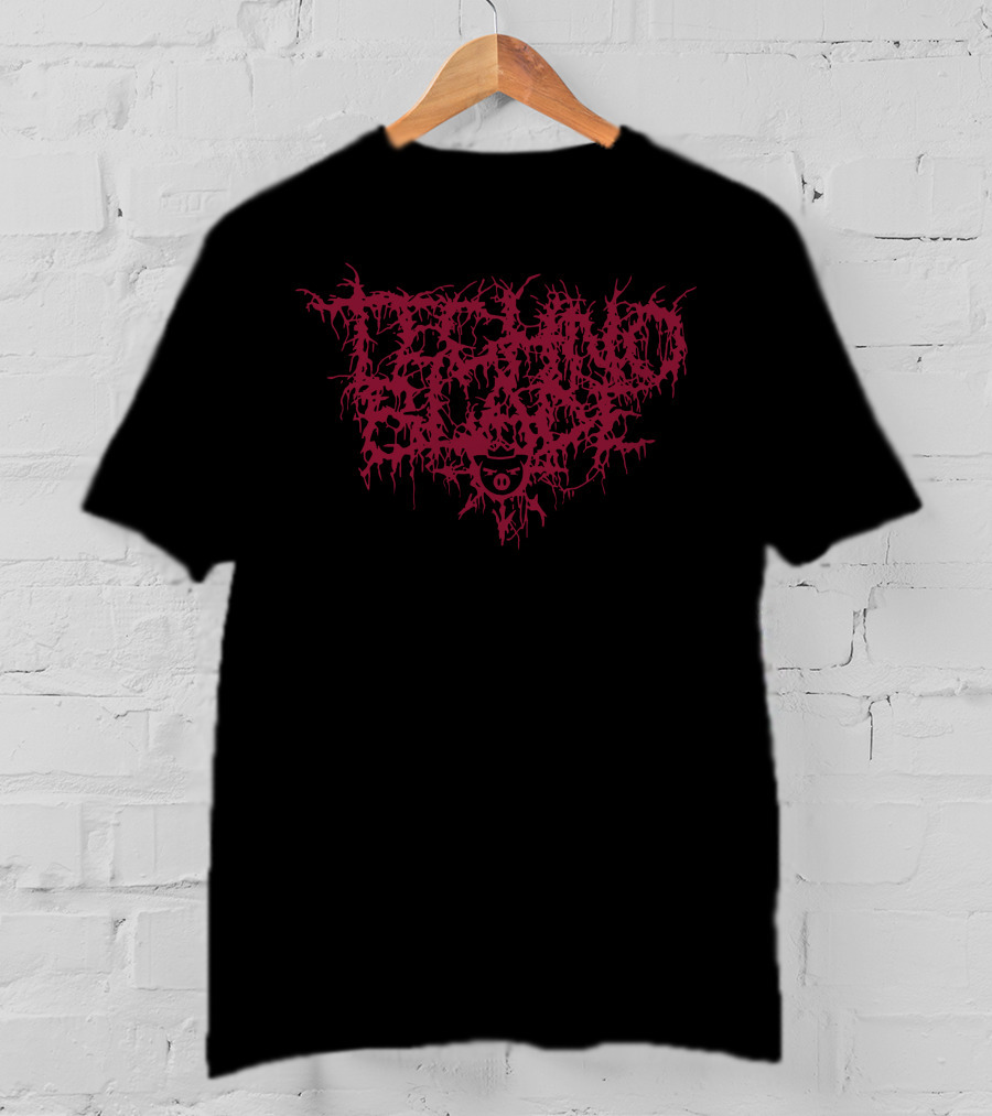 Techno Blood Metal Font Black T-Shirt