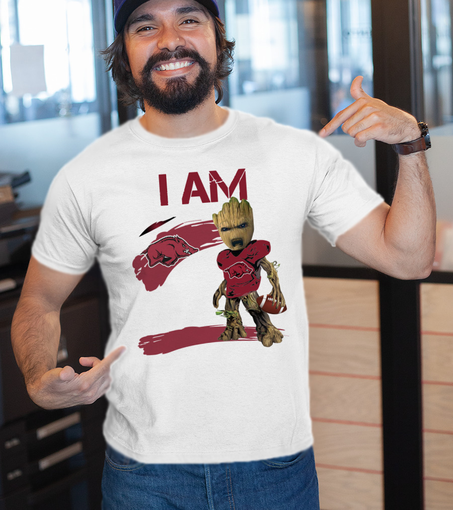 I AM Arkansas Razorbacks Football Groot Fan T-Shirt