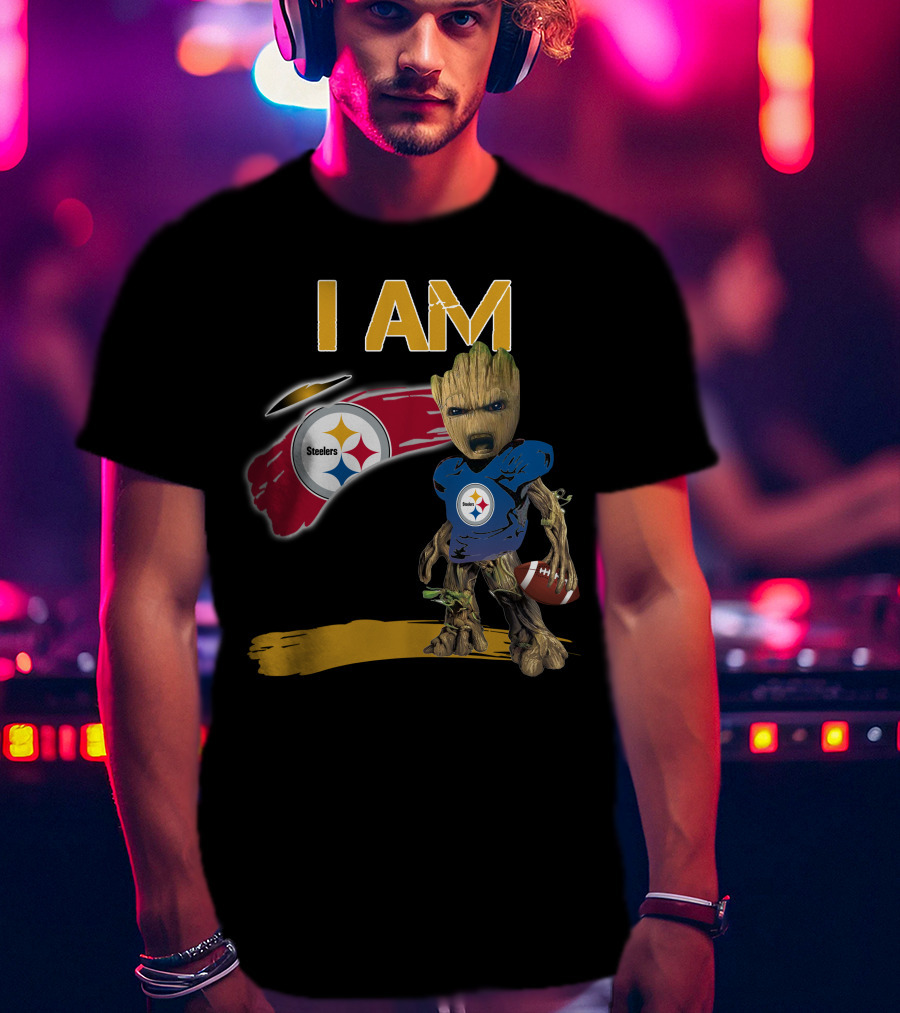 I AM Steelers Groot Football Fan Crossover T-Shirt