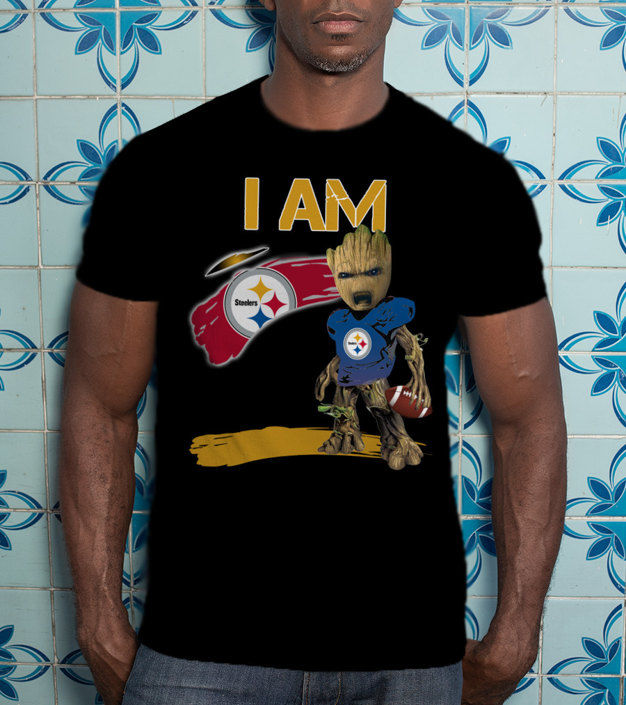 I AM Steelers Groot Football Fan Crossover T-Shirt