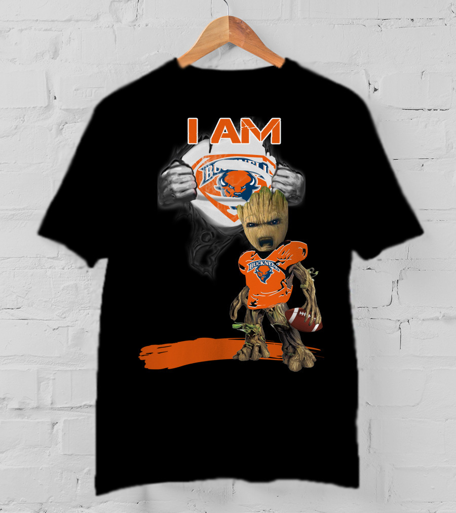 I AM Bucknell Bison Baby Groot Football T-Shirt