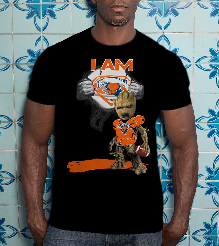 I AM Bucknell Bison Baby Groot Football T-Shirt