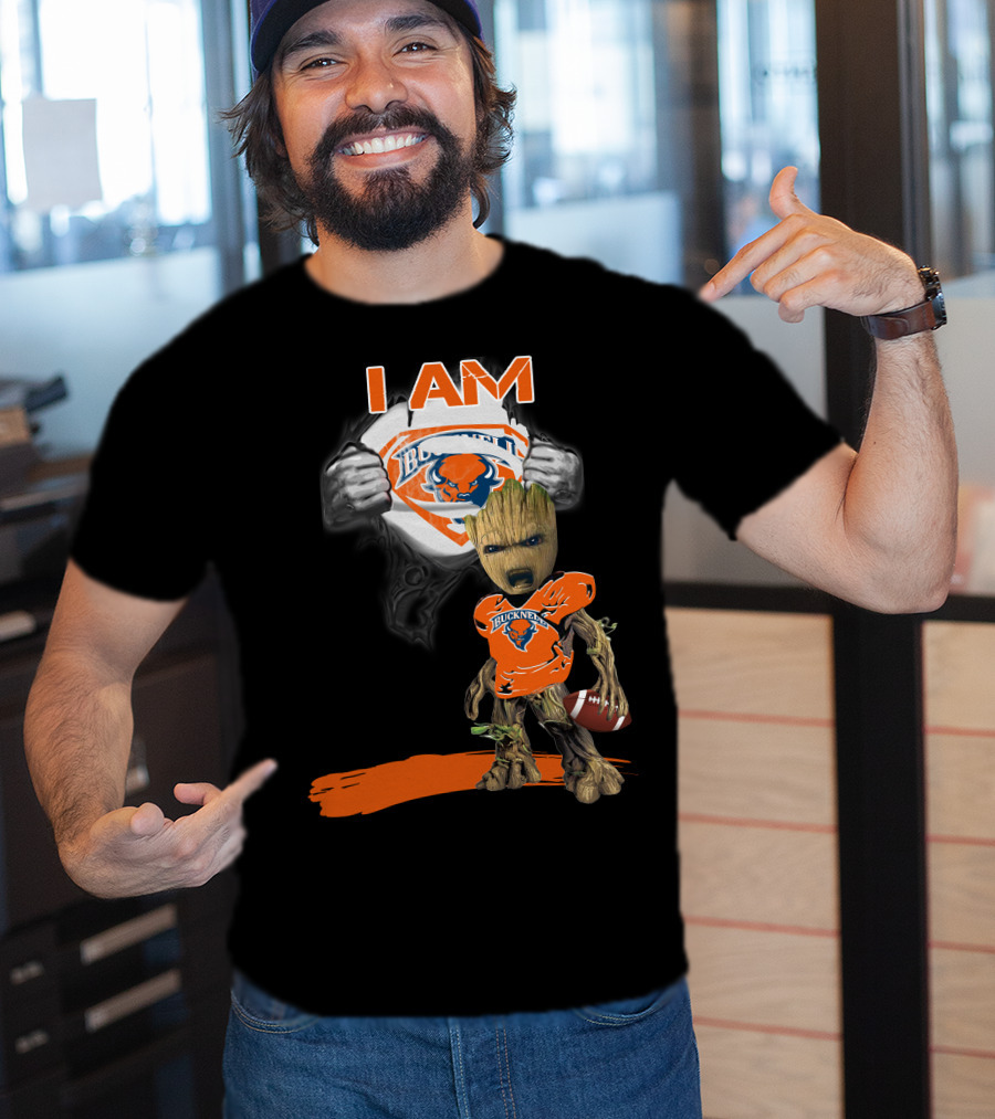 I AM Bucknell Bison Baby Groot Football T-Shirt