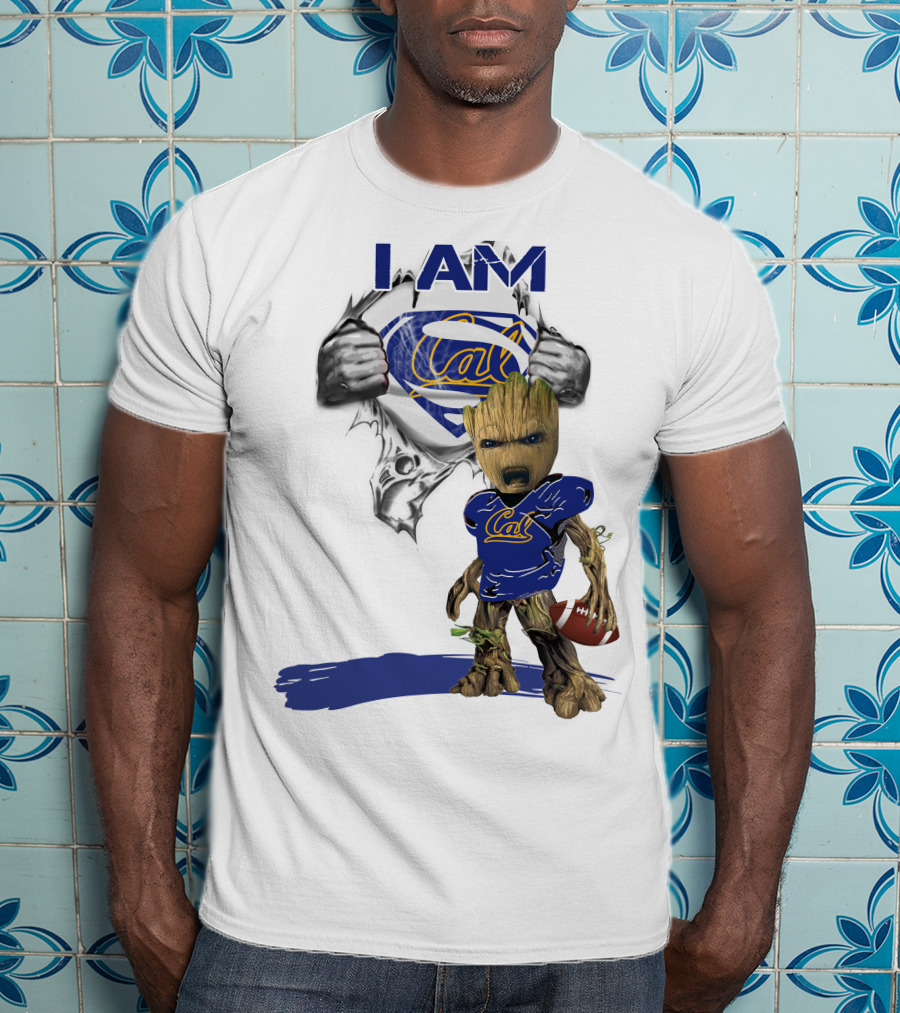 I AM Cal Baby Groot Superman Football T-Shirt