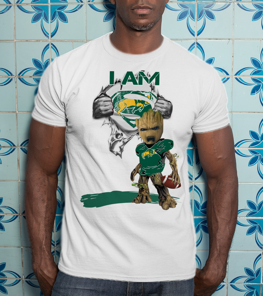 I AM Dakota Baby Groot Bison Football Superman T-Shirt