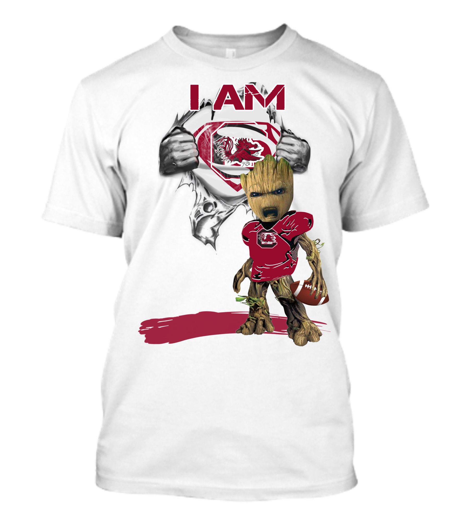 I Am Gamecocks Baby Groot Superman Football T-Shirt