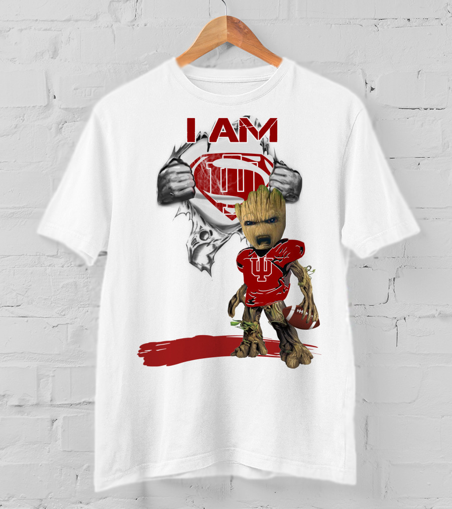 I AM Hoosiers Baby Groot Superman Football T-Shirt