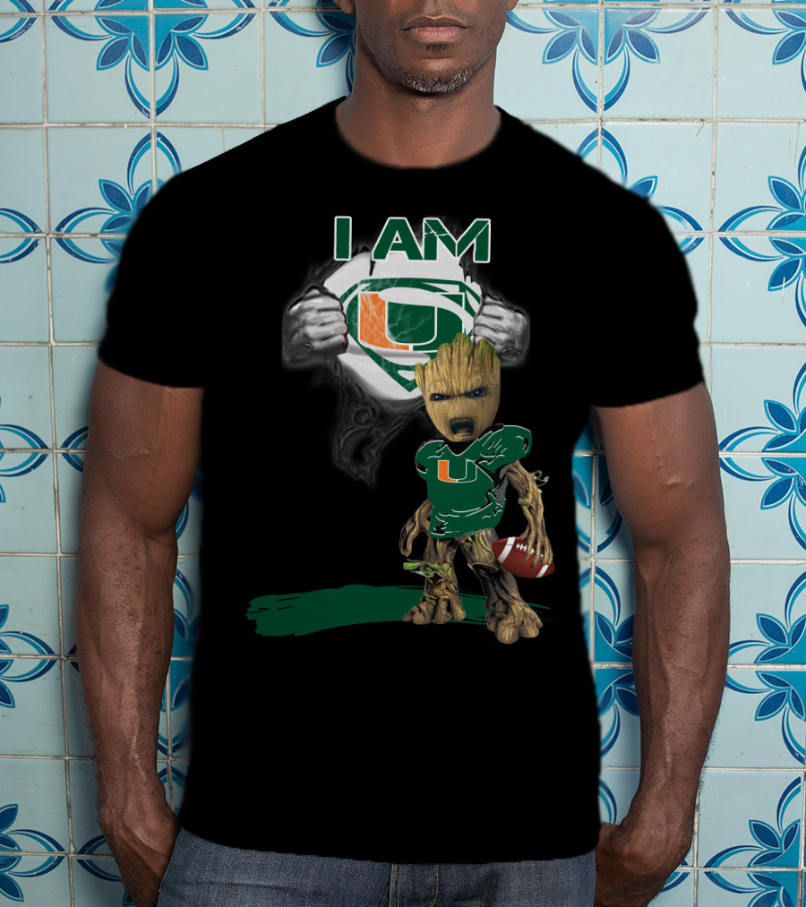 I Am Hurricanes Baby Groot Superman Football T-Shirt