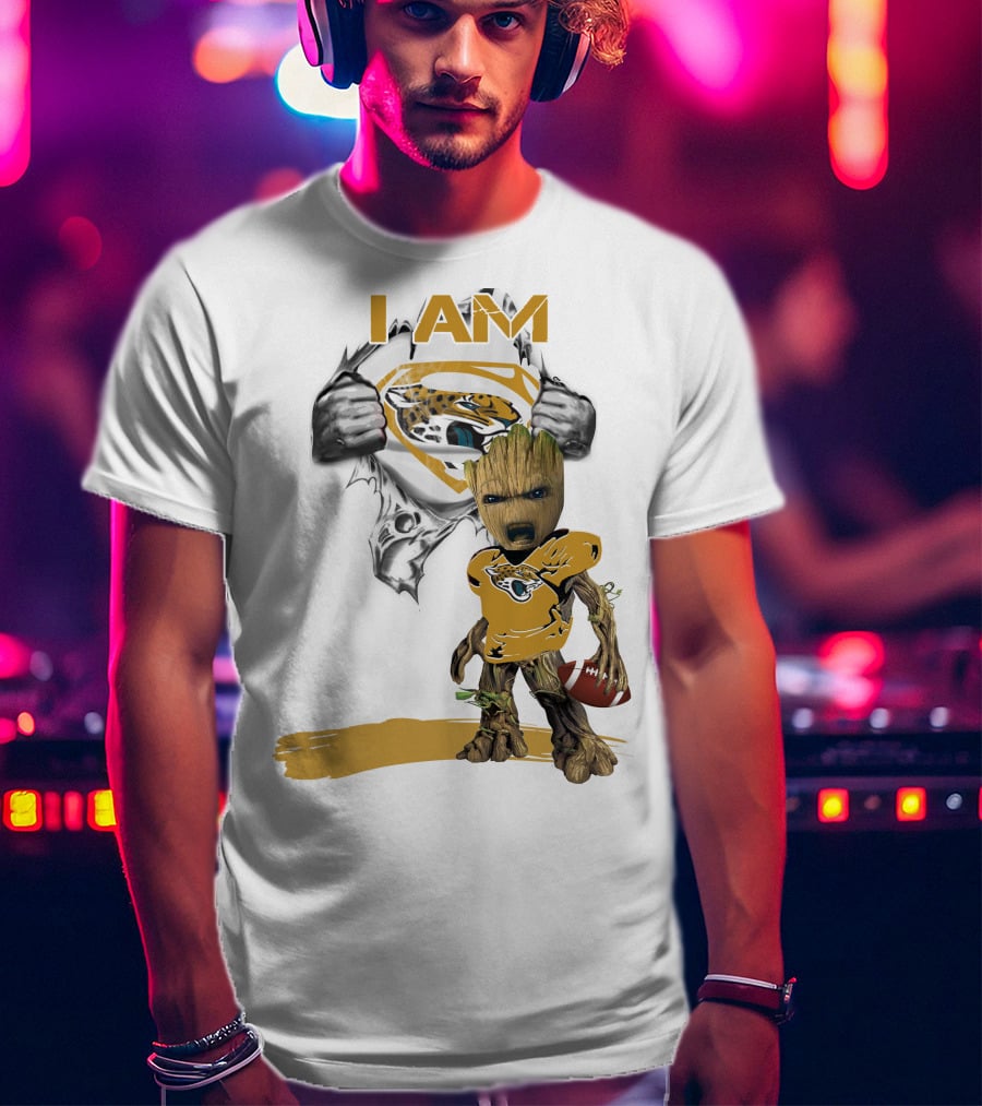 I Am Jaguars Baby Groot Superman Football Fan T-Shirt