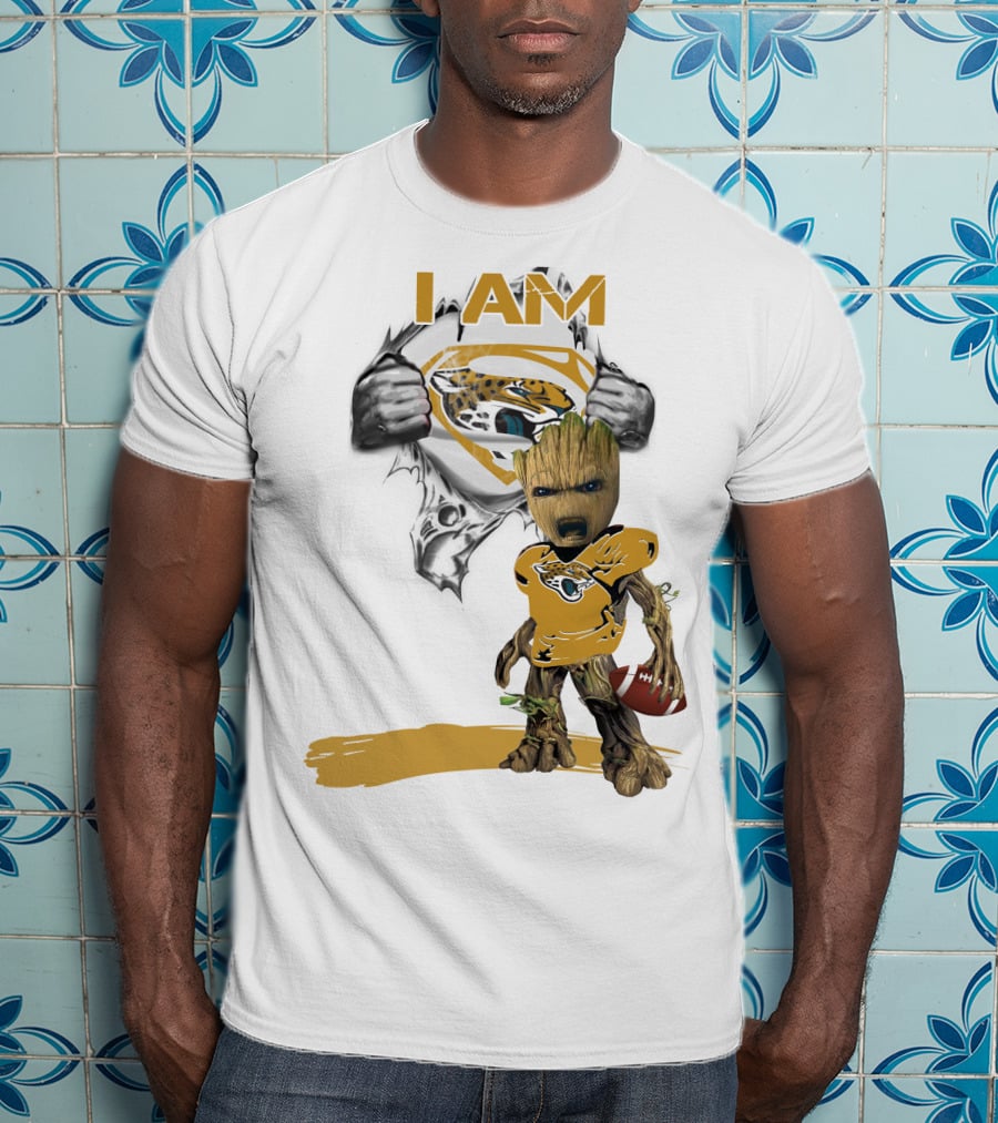 I Am Jaguars Baby Groot Superman Football Fan T-Shirt