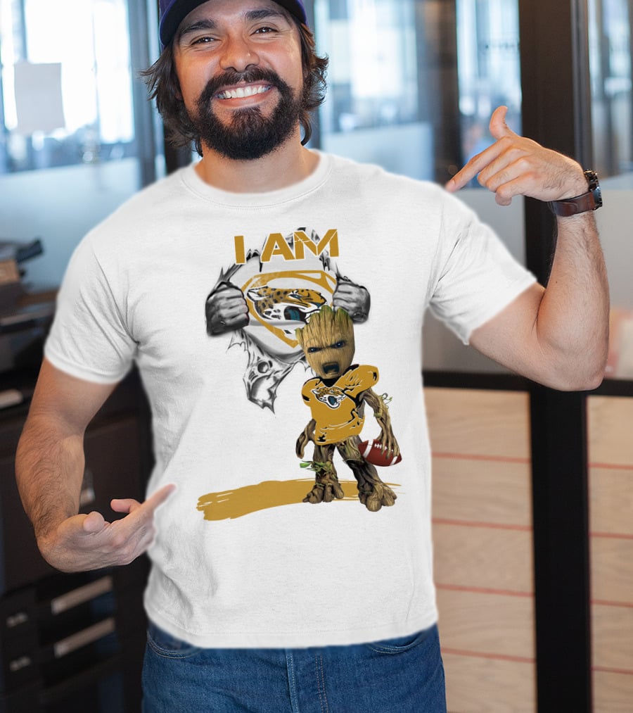 I Am Jaguars Baby Groot Superman Football Fan T-Shirt